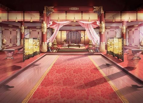 Japanese Palace Fantasy Art Interior, Fantasy Palace Bedroom, Chinese Palace Interior, Japanese Castle Interior, Japanese Palace, Traditional Chinese House, Chinese Interior Design, Ancient Palace, Chinese Room