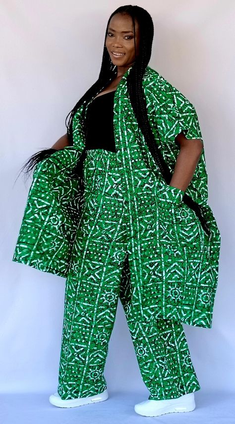 Bold Ankara 2 Piece African Print Ankara Print Loose Pant Long Kimono Kimono Jacket African Print Kimono African Jacket Ankara - Etsy Australia Ankara 2 Piece, Ankara Kimono Jacket, African Jacket, African Skirt Outfit, Ankara Material, Dope Fashion Outfits, English Outfit, Boubou Styles, African Print Kimono