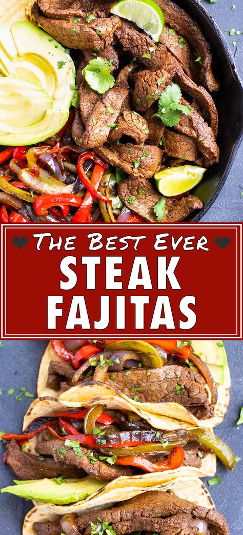 Steak Fajita Marinade, Steak Fajitas Recipe, Flank Steak Fajitas, Easy Steak Fajitas, Skillet Steak, Steak Fajita Recipe, Fajita Marinade, Fajitas Recipe, Flank Steak Recipes