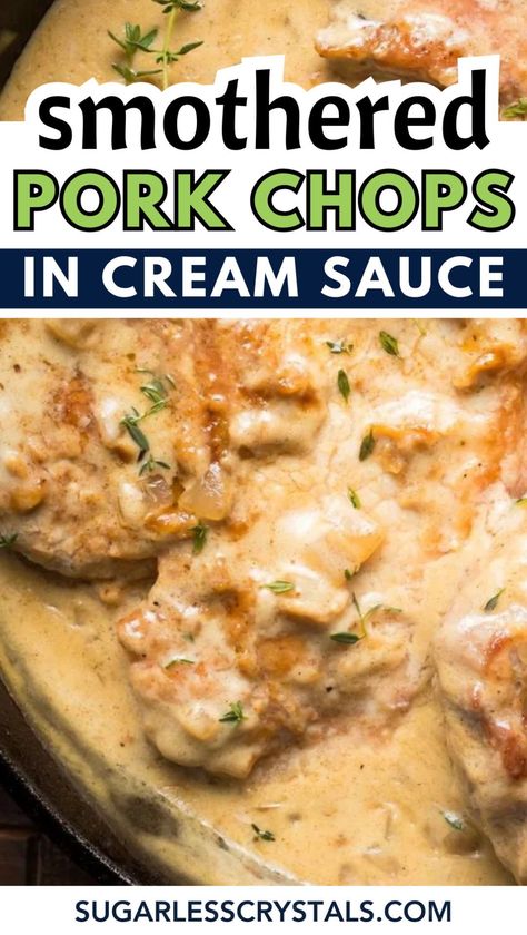 Experience the taste of the South with this mouth-watering smothered pork chop recipe! Pork chops, slow cooked in a creamy gravy, come out flavorful, juicy, and super tender. Perfect for a family dinner, these easy pork chop recipes are sure to be a hit with everyone around the table! Crockpot Smoother Pork Chops, Pork Chops From Pork Loin, Smothered Pork Chops In Oven Gravy Easy Recipes, Pork Chop Italian Dressing, Smothered Pork Chops Crock Pot Easy, Pork Sirloin Chops Crockpot, Creamy Pork Chop Recipes, Pork Chop Gravy Recipe, Smothered Pork Chop Recipes