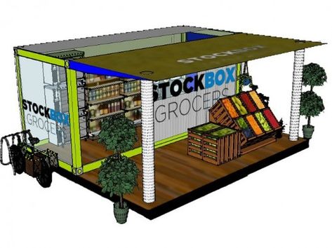 Stockbox Grocers to Convert Shipping Containers into Local Grocery Stores in Food Deserts. Shipping Container Restaurant, Container Business, Container Shops, Shipping Container Ideas, Container Van, Shipping Container Design, Container Restaurant, Container Cafe, Container Conversions