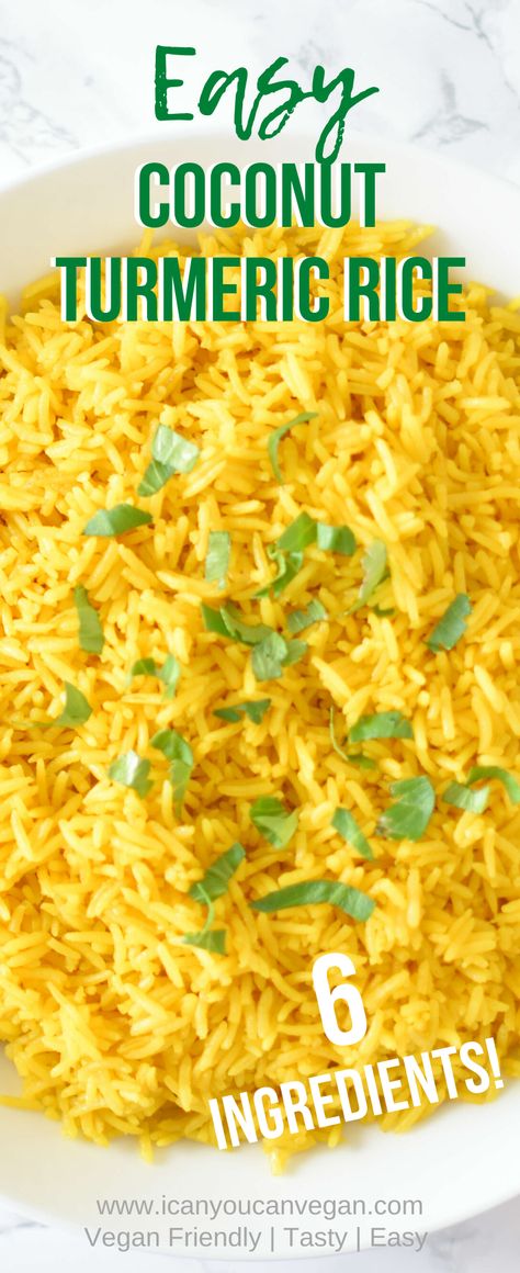 Coconut Turmeric Rice, Turmeric Rice Recipe, Coconut Milk Rice, Basmati Rice Recipes, Turmeric Rice, Coconut Rice Recipe, Rice Side Dish Recipes, Rice Side, Fest Mad