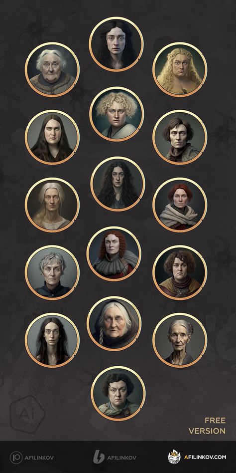 Free NPC tokens for your online games: humans, females. (DnD, Pathfinder) Dwarves Dnd, Dnd Inspiration Tokens, Dnd Token Border, Dnd Tokens Roll20, Forest Elves, Mtg Tokens, Dnd Druid, Gaming Token, Forest Elf