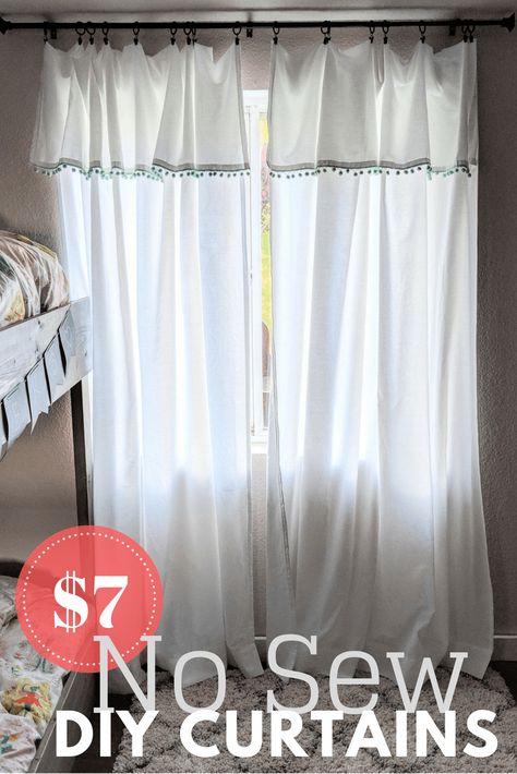 No Sew DIY Curtains out of bed sheets. Easy DIY tutorial for boho style curtains that cost around $7 each to put together.  #diycurtains #bohocurtains #nosew Boho Style Curtains, Diy Bed Sheets, Sew Curtains, Curtain Tutorial, Sheet Curtains, Homemade Curtains, Curtains Diy, Girls Bedroom Furniture, No Sew Curtains