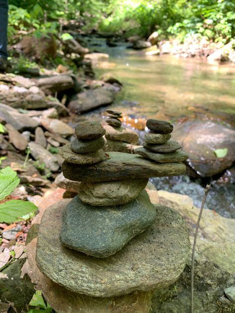 nature, river, cairn, stacking rocks Rock Nature Aesthetic, Skipping Rocks Aesthetic, Rocks Aesthetic, Rock Stacking, Stacking Rocks, Stacked Rocks, Rock Cairn, Nature River, Rock Aesthetic