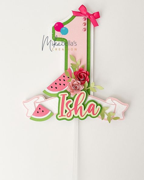 Twotti Fruity Cake Topper, Watermelon Cake Ideas 1st Birthdays, Watermelon Fondant Cake, Watermelon Birthday Banner, Watermelon Cake Topper, Birthday 2023, Bday Shoot, Floral Cake Topper, Watermelon Decor