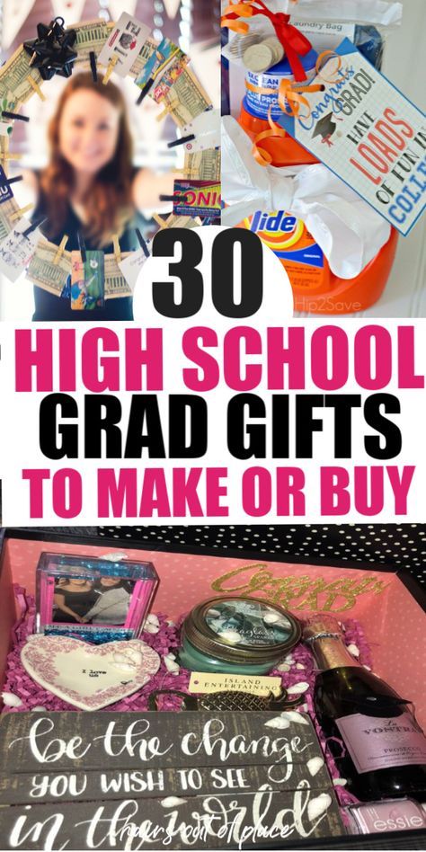 Gift Ideas For High School Graduates, Cheap Graduation Gifts For High School, Gift Baskets For Seniors In High School, Graduation Gifts For High School Boys Senior Year, High School Graduation Gift Ideas Boys, 8th Grade Graduation Gift Ideas, Sentimental Graduation Gifts, High School Grad Gifts, Diy Graduation Gifts