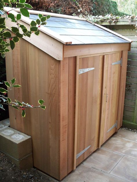 Lean To Ideas, Bin Stores, Bike Storage Shed, Outdoor Bike Storage, Yard Storage, Timber Frame Building, Free Shed Plans, Lean To Shed, Outside Storage