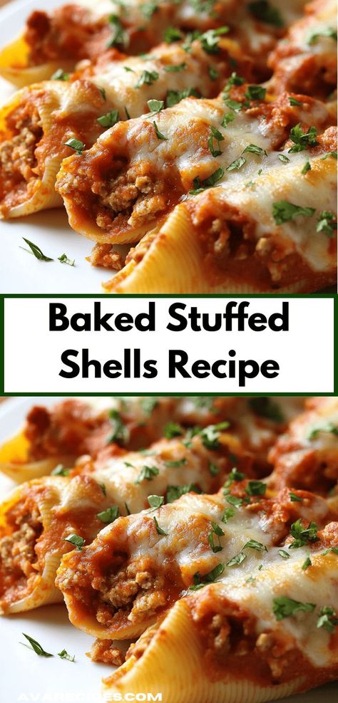 Need a quick dinner idea? This Baked Stuffed Shells Recipe offers a simple yet hearty solution. With minimal prep and maximum flavor, it’s perfect for those hectic evenings when time is short. Baked Stuffed Shells, Comfort Pasta Dishes, Cheesy Pasta Bake, Comfort Pasta, Yummy Casserole Recipes, Shells Recipe, Stuffed Shells Recipe, Italian Dinner, Comfort Dishes