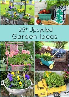 Over 25 creative upcycled garden ideas. Repurposing thrift store and discarded items is a great inexpensive way to create unique garden art and decor. Upcycled Garden, Unique Garden Art, Upcycle Garden, Meteor Garden 2018, Garden Art Sculptures Diy, Garden Art Projects, Garden Art Crafts, Unique Gardens, Kew Gardens