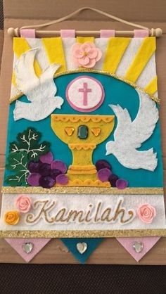 First Communion Pew Banner, First Communion Banner Boy, First Communion Banner Girl, Communion Ideas Girl, Communion Banner Ideas Catholic, First Communion Banners Catholic, 1st Communion Banner Ideas, First Communion Banner Ideas, Communion Banner Ideas