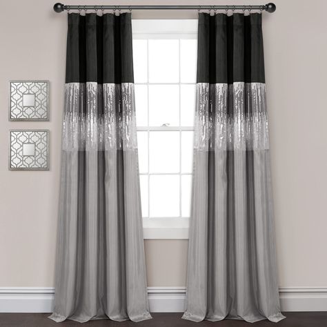 Modern Glam Decor, Sky Window, Sequin Curtains, Unique Curtains, Long Curtains, Lush Decor, Grey Curtains, Curtains Living, Black Curtains