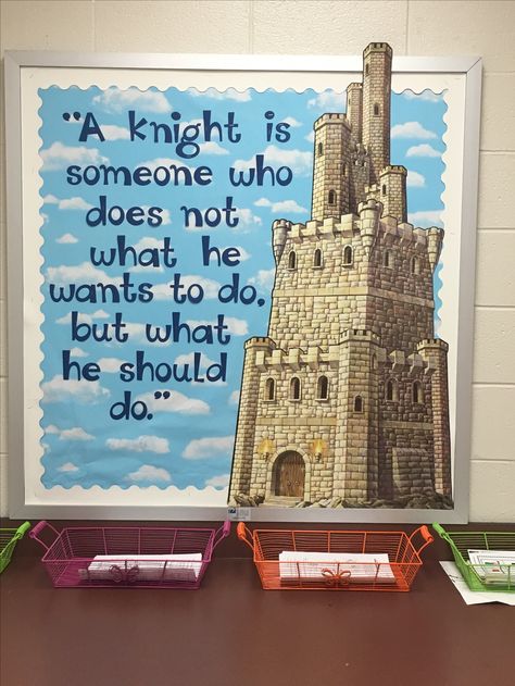 Medieval times bulletin board Castle Classroom, History Bulletin Boards, 2nd Grade Class, Library Themes, Social Studies Classroom, Bulletin Board Ideas, Homeschool Classroom, Middle School Classroom, Classroom Bulletin Boards