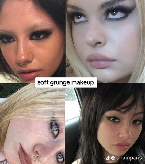 Soft Grunge Makeup 90s, Grunge Makeup Ideas, Soft Grunge Makeup, Types Of Makeup Looks, Ethereal Makeup, Dope Makeup, Edgy Makeup, Cute Makeup Looks, Dark Makeup