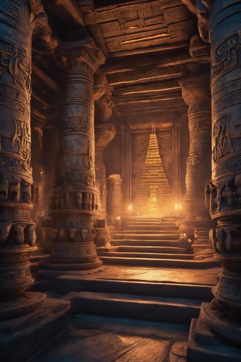 Sacred Temple Exploration Check more: https://paintlyx.com/sacred-temple-exploration/ Desert Temple Interior, Egyptian Temple Art, Ancient Temple Aesthetic, Ethereal Temple, Ancient Temple Concept Art, African Temple, Temple Priestess, Druid Temple, Magic Temple