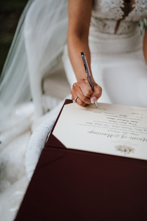 Bride photograhed as she signs her marriage certificate, following her wedding ceremony at the beautiful Belgenny Farm. Located in Camden NSW. Click the link to check out the blog for the full gallery! Signing Wedding License, Signing Marriage License Photography, Signing Marriage License During Ceremony, Open Marriage Contract, Sign Marriage License, Legal Wedding Ceremony, Signing Marriage License, Farm Wedding Ceremony, Ceremony Decorations Outdoor