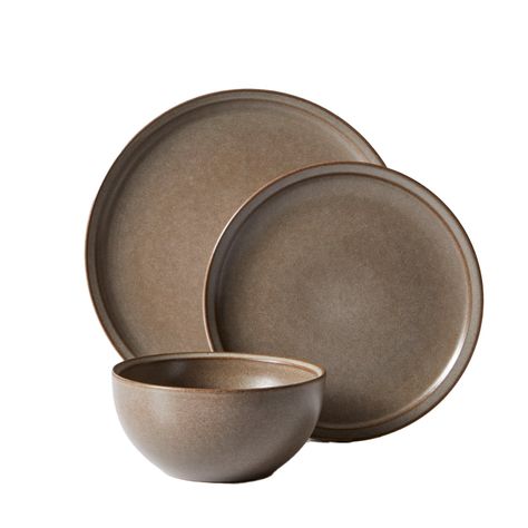 Better Homes and Gardens Banks Brown 12-Piece Stoneware Dinnerware Set - Walmart.com