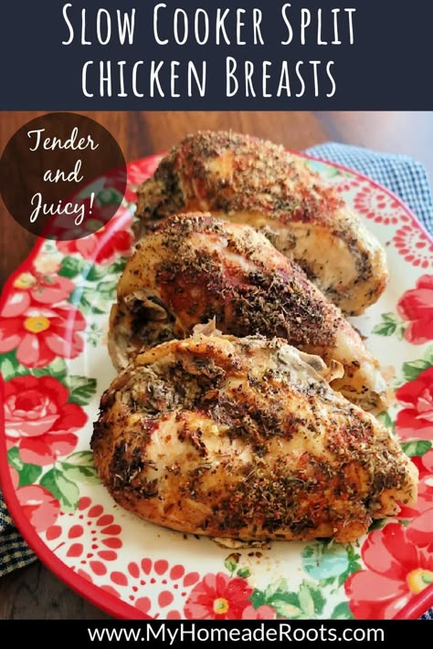 Use your slow cooker to make split chicken breasts that turn out juicy and flavorful every time! Chicken Breast On Grill, Split Chicken Recipes, Chicken Breast In Oven, Split Breast Chicken Recipes, Split Chicken, Slower Cooker, Split Chicken Breast, Chicken Breast Slow Cooker, Chicken Breast Crockpot Recipes