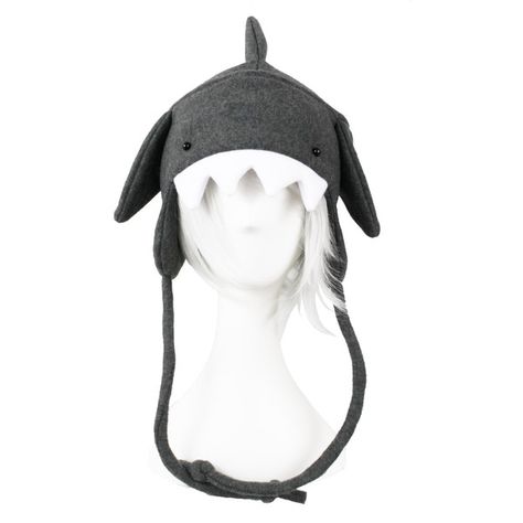 Gray Shark Fleece Hat Attack of Super Rawr Awesome Winterness (1.305 RUB) ❤ liked on Polyvore featuring accessories and hat attack Shark Clothes, Shark Accessories, Shark Bag, Crochet Shark, Shark Hat, Punk Style Outfits, Silly Hats, Funky Hats, Cute Shark