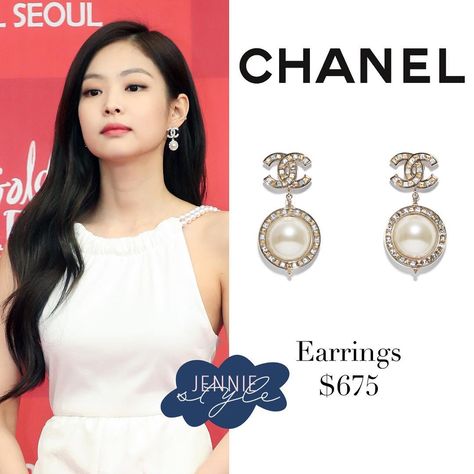 Jennie at GDA Red Carpet 190105 —— #chanel Earrings $675 —— #jennie #jenniekim #kimjennie #blackpink #blackpinkfashion #chanelgirl… Jennie Chanel Earrings, Jennie Earrings, Blackpink Jennie Chanel, Jennie Kim Chanel, Jennie Chanel, Chanel Heels, Chanel Earrings, Kpop Fashion Outfits, Blackpink Photos