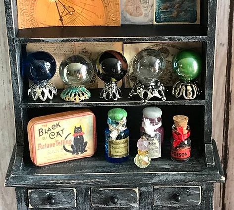 Potion Jars, Fortune Teller Game, Clay Skull, Halloween Dollhouse, Halloween Shadow Box, Dollhouse Halloween, Miniature Halloween, Handmade Dollhouse, Barbie Halloween