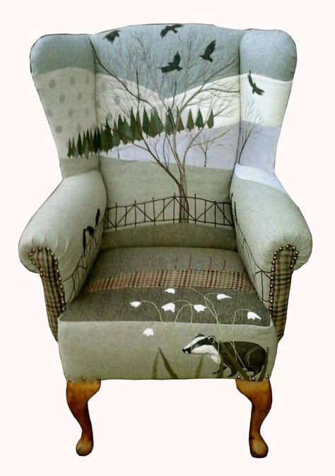 Rustique Interiors Patchwork Furniture, Patchwork Chair, Funky Chairs, Furniture Chairs, Upholstered Chair, Art Chair, Funky Furniture, Chair Upholstery, Cool Chairs