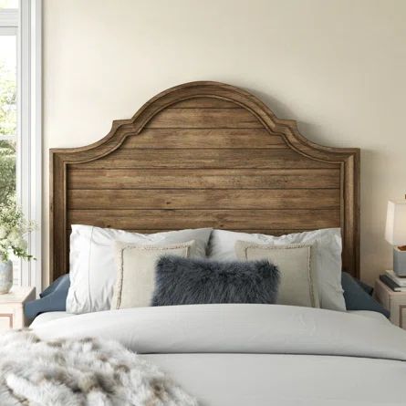 Kelly Clarkson Home Lana Solid Wood Panel Headboard | Wayfair Country Headboard, Solid Wood Headboard, Wood Panel Headboard, Rustic Wood Headboard, Headboard Wood, Arched Headboard, Kelly Clarkson Home, French Country Home, King Size Headboard