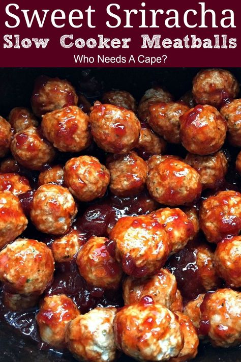 Honey Sriracha Meatballs Crockpot, Sriracha Meatballs Crockpot, Halloween Meatballs, Oven Casserole Recipes, Sriracha Meatballs, Saturday Night Dinner, Meatball Recipes Crockpot, Slow Cooker Appetizers, Turkey Meatball