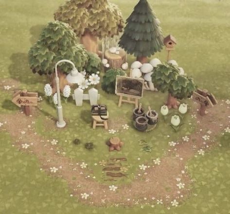 Acnh Art Area, Acnh Cottage Core Nooks Cranny, Acnh Lily Of The Valley Ideas, Animal Crossing Vintage Island, Animal Crossing Island Fillers, Anch Forestcore, Acnh Whimsical, Animal Crossing Filler Ideas, Space Fillers Animal Crossing