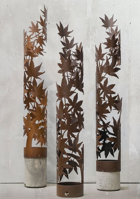 Metal Garden Sculptures, Lotus Sculpture, Metal Sculptures Garden, Garden Sculptures, Laser Cut Metal, Metal Garden Art, Metal Wall Sculpture, Rusty Metal, Metal Pipe