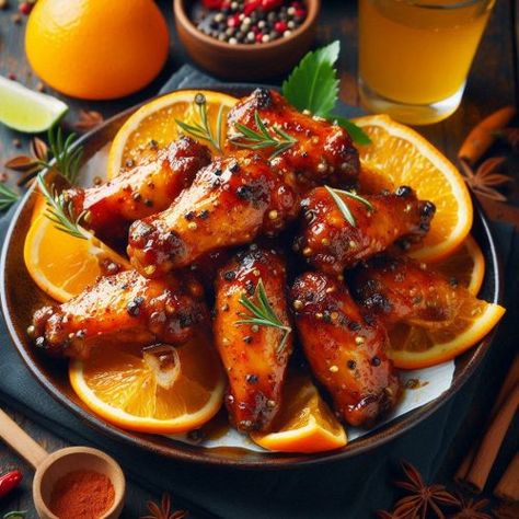 Orange Glazed Chicken, Citrus Shrimp, Glazed Chicken Wings, Avocado Roll, Squeezed Orange Juice, Baked Wings, Gluten Free Main Dishes, Garlic Herb Butter, Salmon Avocado