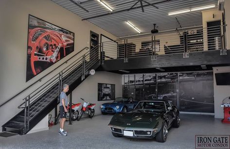 Garages | Iron Gate Motor Condos Loft Garage, Garage Plans With Loft, Man Garage, Warehouse Living, Garage Design Interior, Garage Loft, Cool Garages, Car Barn, Ultimate Garage