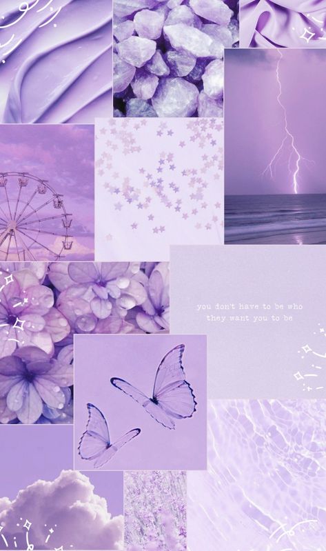 Purple Asthetics Wallpaper, Purple Collage, Purple Butterfly Wallpaper, Light Purple Wallpaper, Cute Iphone Wallpaper Tumblr, Purple Aesthetic Background, Violet Pastel, Simple Collage, Nature Collage