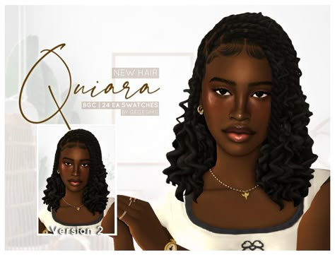 Quiara Hair Sims4 Jewelry Cc, Sims 4 Black Hair, Play Sims 4, The Sims 4 Pc, Free Sims 4, The Sims 4 Packs, Tumblr Sims 4, Play Sims, Sims 4 Characters