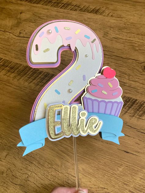 Birthday Cake Toppers Cricut, 3d Cake Topper Cricut, 3d Cake Toppers Diy, Sweet Treats Birthday Party, Candyland Cake Topper, Two Sweet Cake Topper, Treats Birthday Party, Two Sweet Cake, Two Sweet Birthday Party