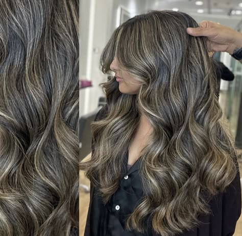 Chunky Blonde Highlights On Dark Hair, Hair For Curly Hair, Sun Kissed Look, Blonde Asian Hair, Sunkissed Look, Chunky Blonde Highlights, Mood 2024, Babylights Hair, Balayage Straight