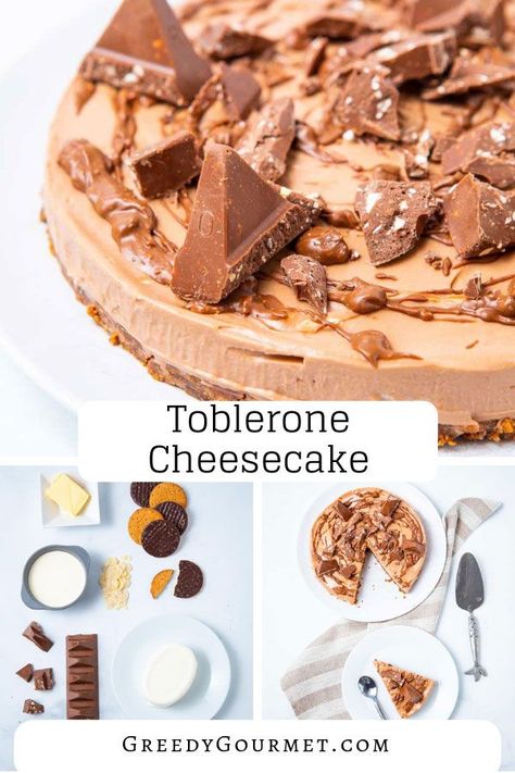 Try this easy no bake toblerone cheesecake recipe. It's one of a kind. If you love toblerone chocolate, then this cheesecake is definitely for you to try! #cheesecake #toberlone Toblerone Cheesecake Recipe, Toblerone Cheesecake, Banoffee Cheesecake, Toblerone Chocolate, Mint Cheesecake, Cupcake Cream, Salted Caramel Cupcakes, Baked Cheesecake Recipe, Bake Cheesecake