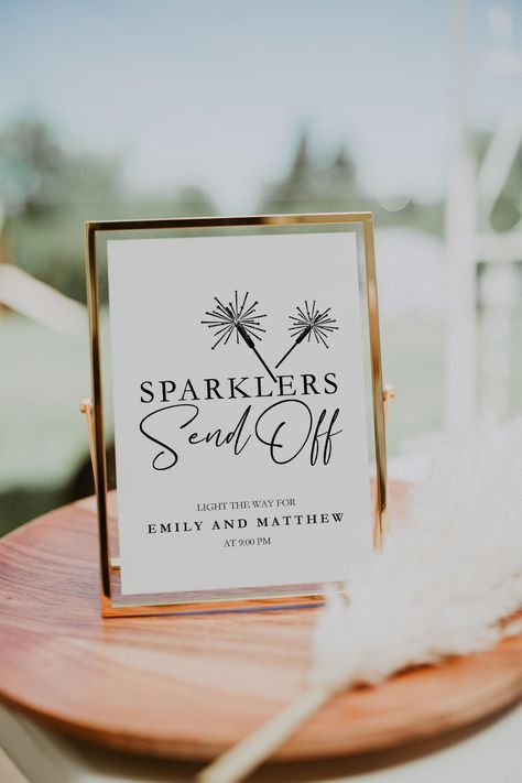 Sparklers Sign For Wedding, Sparkler Bucket For Wedding, Wedding Sparklers Ideas, Sparkler Exit Wedding Sign, Party Signage Ideas, Must Have Wedding Decorations, Sparkler Sign Wedding, Sparkler Wedding Send Off, Unique Wedding Send Off Ideas