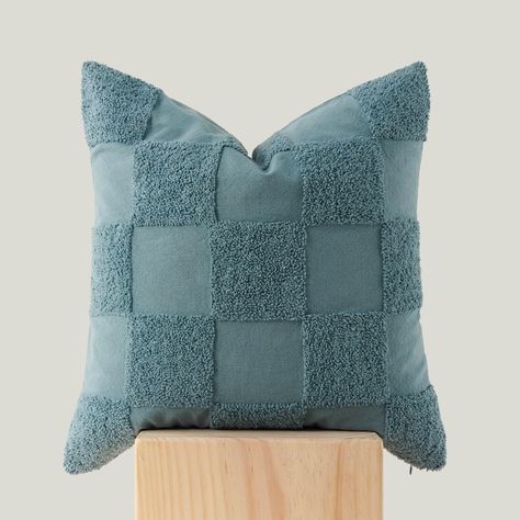 PRICES MAY VARY. 100% Cotton 【Artisan Craftsmanship】: Each Tufted Cotton Throw Pillow Cover is meticulously handcrafted by skilled artisans in India. We work directly with reputable vendors to ensure best practices for our responsible sourcing. 【Modern Boho Elegance】: Offering both a chic checkered neutral design and a vibrant, multi-colored tufted pattern, these throw pillow covers effortlessly add a touch of contemporary bohemian flair to any space, be it your balcony, bed, or sofa. 【Tufted Wo Couch Cushion Covers, Smoky Blue, Boho Throws, Boho Throw Pillows, Throw Pillow Inserts, Knit Throw Blanket, Double Stitch, Couch Cushions, Knitted Throws