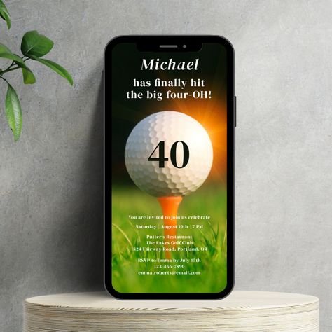 40th Birthday Party Modern Adult Golf Forty Invitation Birthday Party Adult, 75th Birthday Invitations, Qr Code Invitation, Sports Birthday Invitations, 60th Birthday Invitations, Paper Invitation, E Invite, 50th Birthday Invitations, 40th Birthday Invitations