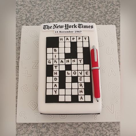 Puzzle Cake, Cake With Fondant, Self Thought, Fondant Cakes, Crossword Puzzle, Fondant, Pen, Cake