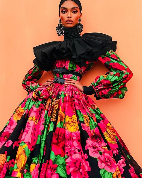 Warm hues and ruffles 👗 #fallfashioninspo 🍁🍂 Florclorico Dress, Playful Multicolor Princess Dress With Ruffles, Voluminous Floral Print Full Maxi Skirt, Outfit Mexicano, Elegant Floral Print Voluminous Skirt, Floral Print Voluminous Skirt, Simple Casual Outfits, National Costume, Poster Photo