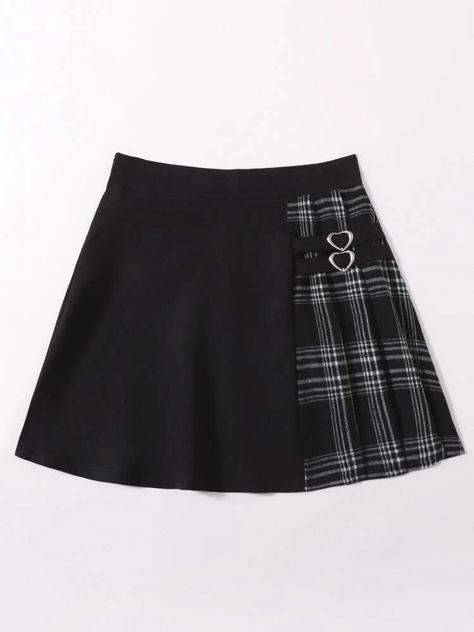 Contrast Plaid Heart Pleated SkirtCheck out this Contrast Plaid Heart Pleated Skirt on Romwe and explore more to meet your fashion needs! Swaggy Outfits, Plaid Skirt, Girls Fashion Clothes, Edgy Outfits, Korean Outfits, Teen Fashion Outfits, Dream Clothes, Cute Casual Outfits, Skirt Fashion