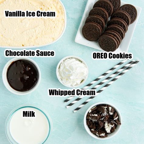 Cookie And Cream Milkshake Recipe, Orea Milkshake Recipes, Oreo Ice Cream Recipe, Wipped Cream, Oreo Milkshake Recipe, Cookies And Cream Milkshake, Cookie Milkshake, Oreo Milkshake, Recipe Book Diy