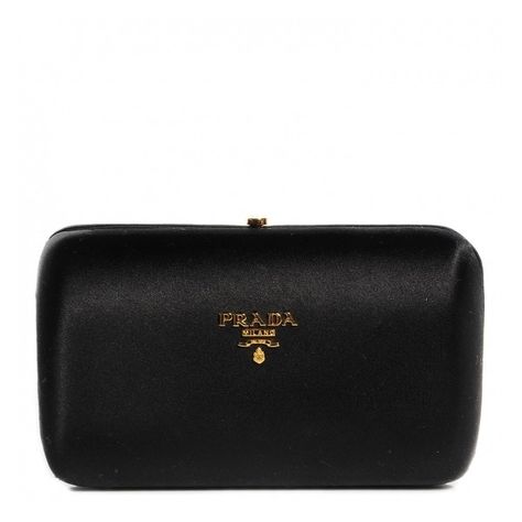 PRADA Raso Satin Box Clutch Nero Black ❤ liked on Polyvore featuring bags, handbags, clutches, evening purses, evening clutches, special occasion handbags, holiday purse and special occasion clutches Prada Clutch Bag, Black Clutch Purse Formal, Clutch Aesthetic, Prada Pochette, Handbags Prada, Black Clutch Bag, Prada Clutch, Formal Bag, Prom Clutch