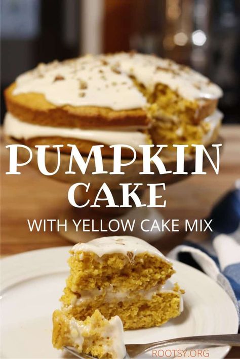 Pumpkin Spice Cake From Yellow Cake, Yellow Cake Mix Spice Cake, Pumpkin Cake Made With Yellow Cake, Pumpkin Cake Using Yellow Box Cake, Yellow Cake With Pumpkin Puree, Pumpkin Wacky Cake, Pumpkin Cake From Box Cake, Yellow Cake Mix And Pumpkin Puree, Cake Mix Pumpkin Cake Recipe