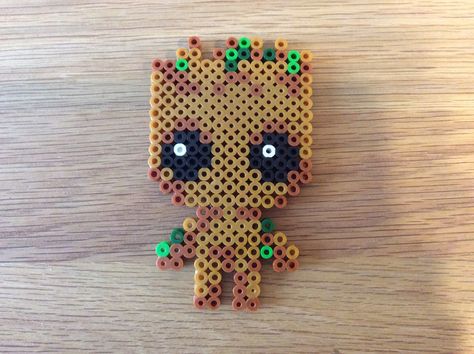 Groot melty beads Groot Perler Bead Patterns, Groot Perler Beads, Groot Perler, Beads Craft Kids, Christmas Cross Stitch Patterns Free, Melty Bead Designs, Hama Beads 3d, Perler Beads Ideas, Hama Art