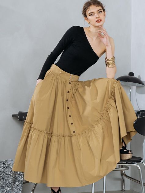 Long brown skirt outfit