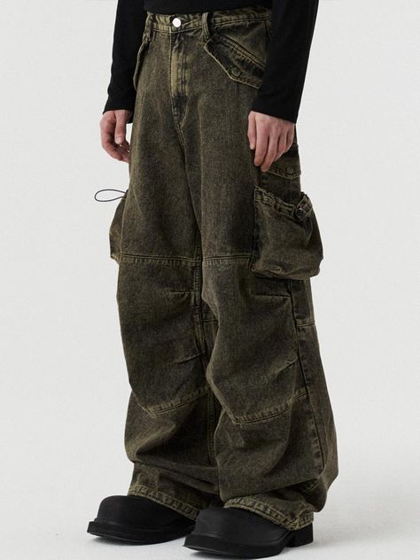 Alternative Clothing Men, Burlap Pants, Alt Pants, Pants With Patches, Earth Tone Clothes, Cargo Pants Pockets, Construction Pants, Baggy Pants Men, Nomad Fashion