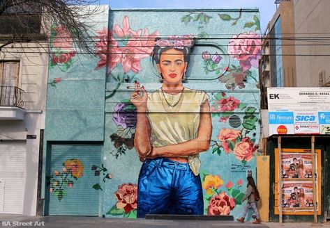 Campos Jesses (2015) - Palermo, Buenos Aires (Argentina) Frida Art, Frida Kahlo Art, Amazing Street Art, Diego Rivera, Murals Street Art, Street Art Graffiti, Mural Art, Public Art, Graffiti Art